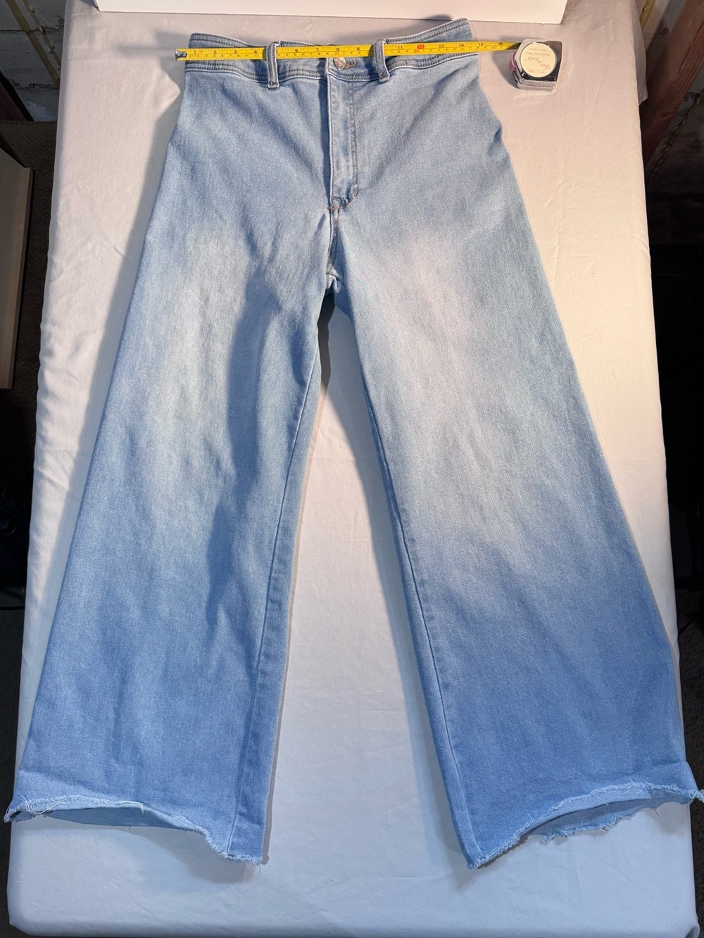 Guess Los Angeles Wide Leg Light Wash Jeans Raw Hem Y2K Sz 30